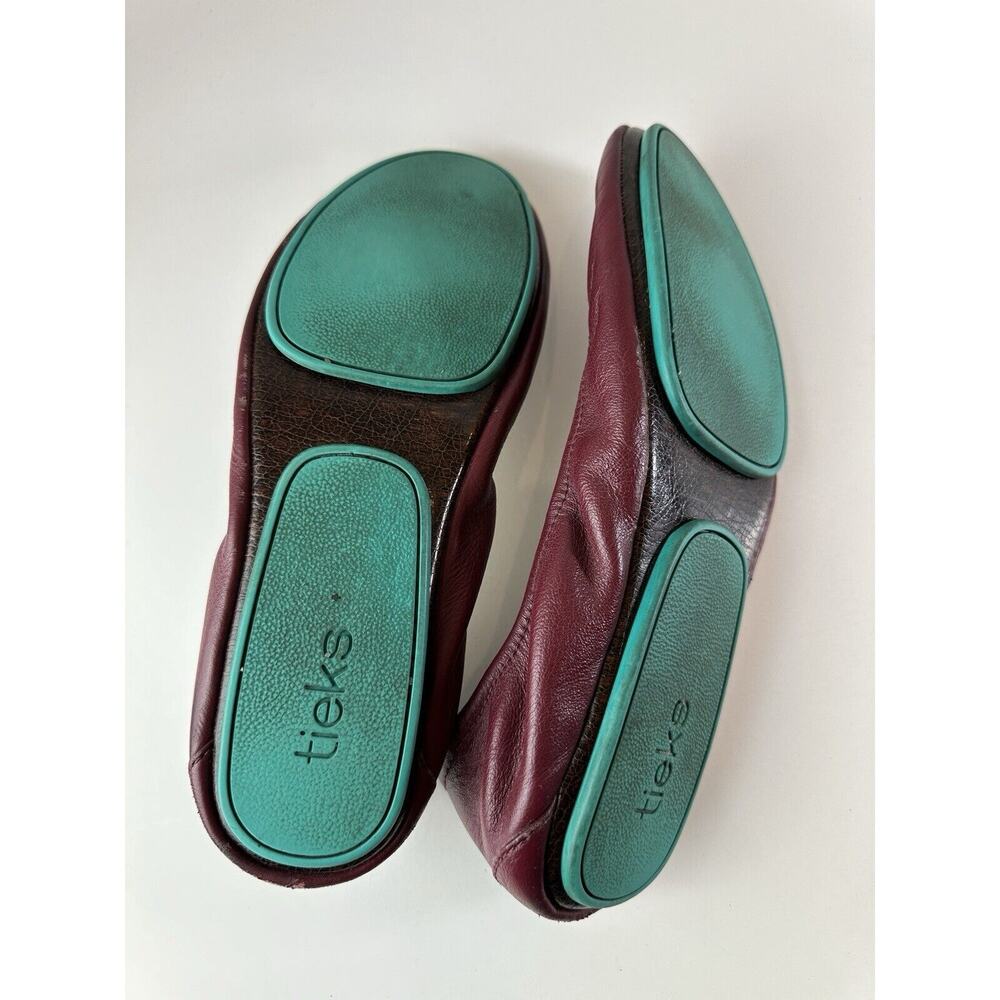 Tieks Burgundy Red Ballet Flats Maroon Leather Slip On Shoes Women's Size 9 - Picture 11 of 15